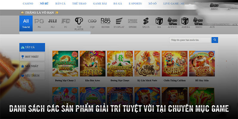 Danh sách các sản phẩm giải trí tuyệt vời tại chuyên mục game